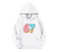 Genérico Sudadera 67 NiñA,Sudadera con Capucha De Forro Polar Suave para NiñAs Informal con Bolsillo Y PuñOs Acanalados para Jugar Y Disfrutar A Diario