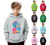 Genérico Sudadera 67 Niño Sudadera Six Seven con Capucha Manga Larga Casual Sudaderas Moda Anime con Estampada de música Sudaderas Cómodo Y2K para Niña de 3 a 14 Años(6#Gris Claro,140)