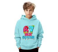 Genérico Sudadera 67 Niño Sudadera Six Seven con Capucha Manga Larga Casual Sudaderas Moda Anime con Estampada de música Sudaderas Cómodo Y2K para Niña de 3 a 14 Años(4#Azul Cielo,120)