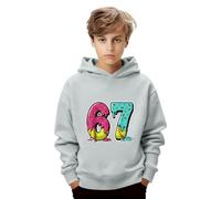 Genérico Sudadera 67 Niño Sudadera Six Seven con Capucha Manga Larga Casual Sudaderas Moda Anime con Estampada de música Sudaderas Cómodo Y2K para Niña de 3 a 14 Años(5#Gris Claro,110)