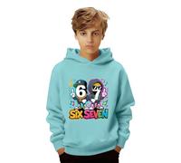 Genérico Sudadera 67 Niño Sudadera Six Seven con Capucha Manga Larga Casual Sudaderas Moda Anime con Estampada de música Sudaderas Cómodo Y2K para Niña de 3 a 14 Años(2#Azul,130)