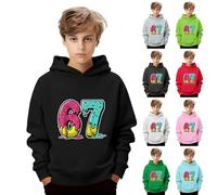 Genérico Sudadera 67 Niño Sudadera Six Seven con Capucha Manga Larga Casual Sudaderas Moda Anime con Estampada de música Sudaderas Cómodo Y2K para Niña de 3 a 14 Años(5#Negro,150)