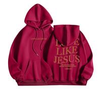 Genérico Sudadera Capucha Mujer Estampado Cristiano Biblia Frase Fe Holgada Bolsillo Canguro Comodidad