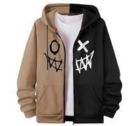 Genérico Sudadera con capucha con cremallera para hombre Le 3D Demon Hip hop chaqueta caliente con capucha capucha para moto máscara anti viento deportes al aire libre ciclismo deporte sudaderas