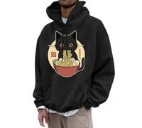 Generico Sudadera con capucha con texto en inglés Va tutto bene divertente gato Felpa in tinta unita maglietta a maniche corta per Apasisionati di Street Dance Maglione in stile Hip-Hop, Negro , XXL