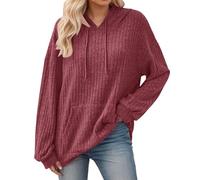 Genérico Sudadera con Capucha de Felpa para Mujeres Pulóver de Mangas Largas Casual Suave Acogedor Ropa de Ocio Cómodo Suéter para el Invierno y Otoño de Un Solo Color