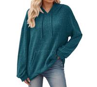 Genérico Sudadera con Capucha de Felpa para Mujeres Pulóver de Mangas Largas Casual Suave Acogedor Ropa de Ocio Cómodo Suéter para el Invierno y Otoño de Un Solo Color