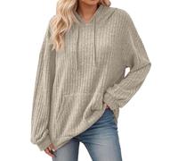 Genérico Sudadera con Capucha de Felpa para Mujeres Pulóver de Mangas Largas Casual Suave Acogedor Ropa de Ocio Cómodo Suéter para el Invierno y Otoño de Un Solo Color