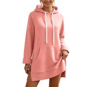 Genérico Sudadera con Capucha de Manga Larga para Mujer, de Color Liso, con Bolsillos, Informal, Holgada, de Longitud Media (S)