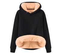 Genérico Sudadera con Capucha Infantil Abrigada Tejido Polar Corderito Casual Niñas Juego Exterior Invierno (Black, 6-7 Years)