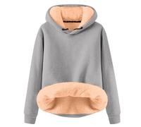 Genérico Sudadera con Capucha Infantil Abrigada Tejido Polar Corderito Casual Niñas Juego Exterior Invierno (Grey, 8-10 Years)