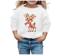 Genérico Sudadera con Capucha Infantil Divertida Estampado Navideño Moda Niñas Tejido Abrigo Ligero Primavera Otoño Diario Casual Encantador (White, 6-7 Years)