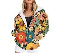 Genérico Sudadera con Capucha Mujer - Sudadera con Capucha Y Cremallera De Corte Holgado Informal con Estampado - Sudadera Suave Y CóModa para El DíA A DíA