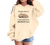 Genérico Sudadera con Capucha Niña Camiseta Niño Manga Larga Suéter Forro Polar Acogedora, Lindos Suéteres para Niñas Informal Tops Sudaderas Invierno Ropa de Ocio para Adolescentes (Beige, 4-5 Y)