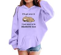 Genérico Sudadera con Capucha Niña Camiseta Niño Manga Larga Suéter Forro Polar Acogedora, Lindos Suéteres para Niñas Informal Tops Sudaderas Invierno Ropa de Ocio para Adolescentes (Purple, 4-5 Y)