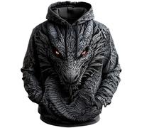 Generico Sudadera con Capucha para Hombre con Dragón Sudadera con Dragón 3D Gótico Medieval Sudaderas con Capucha Oversize Primavera y Otoño Vintage Mono Hiphop Streetwear Jersey con Bolsillo