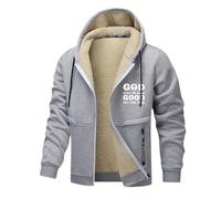 Genérico Sudadera con Capucha para Hombre con Estampado de Cruz y Alfabeto Dios Es Bueno Todo El Tiempo Chaqueta de Forro Polar Cálida Abrigo de Navidad Casual para Uso Diario