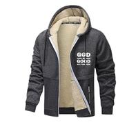 Genérico Sudadera con Capucha para Hombre con Estampado de Cruz y Alfabeto Dios Es Bueno Todo El Tiempo Chaqueta de Forro Polar Cálida Abrigo de Navidad Casual para Uso Diario