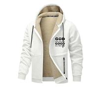 Genérico Sudadera con Capucha para Hombre con Estampado de Cruz y Alfabeto Dios Es Bueno Todo El Tiempo Chaqueta de Forro Polar Cálida Abrigo de Navidad Casual para Uso Diario