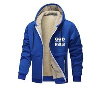 Genérico Sudadera con Capucha para Hombre con Estampado de Cruz y Alfabeto Dios Es Bueno Todo El Tiempo Chaqueta de Forro Polar Cálida Abrigo de Navidad Casual para Uso Diario