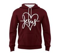 Generico Sudadera con capucha para hombre de forro polar suave y cómodo con bolsillo frontal para ropa casual y ropa deportiva diaria camiseta impresión letra en forma de corazón, burdeos, XXXL