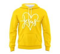 Generico Sudadera con capucha para hombre de forro polar suave y cómodo con bolsillo frontal para ropa casual y ropa deportiva diaria camiseta impresión letra en forma de corazón, amarillo, L