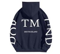 Generico Sudadera con capucha para mujer, de gran tamaño, de manga larga, lisa, Y2k, Streetwear, ropa de otoño Tailleur para mujer, elegante, tratamiento anti-pilling, 2-Armada, S