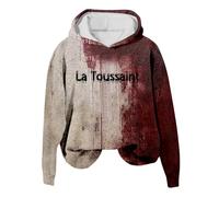 Genérico Sudadera con Capucha para Mujer - Sudadera con Capucha Y Salpicaduras De Sangre para Mujer con Estampado De Letras Divertidas Ropa Sangrienta para Halloween