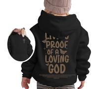 Genérico Sudadera con Capucha para Niñas Abrigo Invierno Ropa Casual Diaria Estampado Lettering Jovenes Infantil Actividades Exteriores Confort Tejido Calidad (Black, 12-13 Years)