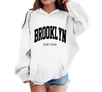 Genérico Sudadera con Capucha para niñas, cómoda y Casual, de Manga Larga, con Estampados de Letras únicos, Ideal para Uso Diario y Celebraciones de Halloween. Libros Historia (White, 5-6 Years)