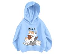 Genérico Sudadera con capucha para niños Linda caricatura de gato impresión ocio sudadera para niñas manga larga cómoda sudadera suéter para la escuela vida diaria primavera otoño ropa callejera