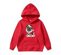 Genérico Sudadera con Capucha Polar Infantil para niñas diseño navideño y Estampado de y cómoda Abrigo Diario (Red, 3-4 Years)