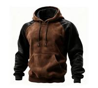 Generico Sudadera con Capucha Retro Medieval Estilo Cowboy Occidental Suéter Oversize Simple de Hombre con Cordón Cálido Cómodo Sudadera de Manga Larga de Cuero para Senderismo Viajes, Negro , XXXL