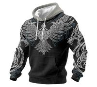 Generico Sudadera con Capucha Viking Sudadera con Capucha Estampada en 3D para Hombre Gótico Suéter Casual Chaqueta de Manga Larga Abrigo Mitología Medieval Nórdica Camiseta Victoriana, D Negro