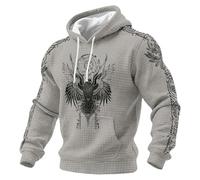 Generico Sudadera con Capucha Viking Sudadera con Capucha Estampada en 3D para Hombre Gótico Suéter Casual Chaqueta de Manga Larga Abrigo Mitología Medieval Nórdica Camiseta Victoriana, T Gris, XXL