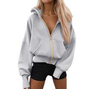 Genérico Sudadera con capucha y cremallera completa para mujer, con cremallera, estilo bolero, Camisetas personalizadas mujer, S-XL