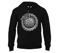 Genérico Sudadera con Capucha y Estampado gráfico de Dioses nórdicos Medievales de la mitología nórdica (Black, 3XL)