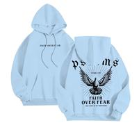 Genérico Sudadera con Capucha y Forro Polar para Hombre Estampado Jesús cómoda cálida Informal Ropa de Calle Moderna Ideal para Invierno (Light Blue, XXXL)