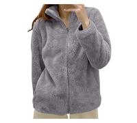 Generico Sudadera de forro polar para mujer, cálida con cremallera, chaqueta de invierno corta de forro polar sin capucha, chaqueta de invierno con forro polar, color liso, abrigo de peluche, chaqueta