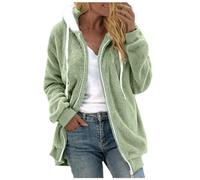 Generico Sudadera de forro polar para mujer, lisa, ligera, informal, suave, cómoda, cálida, peluda, chaqueta de forro polar grueso para invierno, abrigo pesado, de gran tamaño, para exteriores