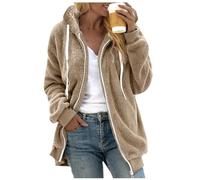Generico Sudadera de forro polar para mujer, lisa, ligera, informal, suave, cómoda, cálida, peluda, chaqueta de forro polar grueso para invierno, abrigo pesado, de gran tamaño, para exteriores