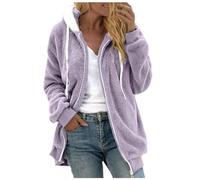 Generico Sudadera de forro polar para mujer, lisa, ligera, informal, suave, cómoda, cálida, peluda, chaqueta de forro polar grueso para invierno, abrigo pesado, de gran tamaño, para exteriores