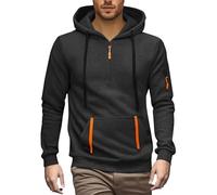 Generico Sudadera de hombre con capucha ligera cómoda suave jersey liso de gran tamaño casual con bolsillos manga larga Y2k ancho chaqueta otoño deportivo firmado Sweatshirt Jogging, gris oscuro, XL