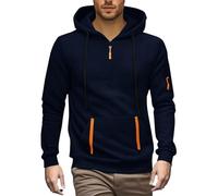 Generico Sudadera de hombre con capucha ligera cómoda suave jersey liso de gran tamaño casual con bolsillos manga larga Y2k ancho chaqueta otoño deportivo firmado Sweatshirt Jogging, Marina militar