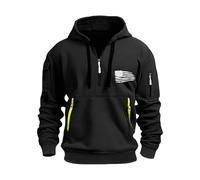 Generico Sudadera de hombre con capucha ligera de invierno Casual Jersey suave liso cómodo con bolsillos Streetwear Manga Larga Deportivo Sweatshirt Y2k Otoño Firmadas Chaqueta Ancha, Negro , XL
