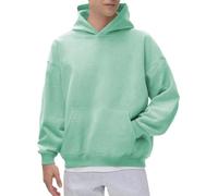 Generico Sudadera de hombre con capucha suave de invierno cómodo jersey liso ligero de gran tamaño con bolsillos Jogging Y2k otoño chaqueta ancha firmada deportiva Sweatshirt manga larga, Menta verde