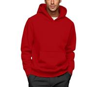 Generico Sudadera de hombre con cremallera de gran tamaño ligero casual jersey suave liso cómodo con bolsillos manga larga deportiva Streetwear sudadera ancha otoño firmado chaqueta Y2k, rojo, XL