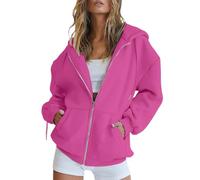Generico Sudadera de invierno para mujer con cremallera, chaqueta de algodón de gran tamaño, con capucha deportiva, cómodas, sudaderas con cremallera completa, color liso, curvy, informal, ligero