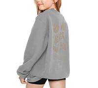 Genérico Sudadera de Invierno para Niñas Confortable Atuendo Diario Infantil Ropa Informal Colegial con Zapatillas Deportivas (Grey, 9-10 Years)