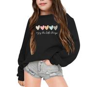 Genérico Sudadera de Manga Larga con Cuello Redondo y Estampado de Letras de otoño e Invierno para niñas (Black, 3-4 Years)